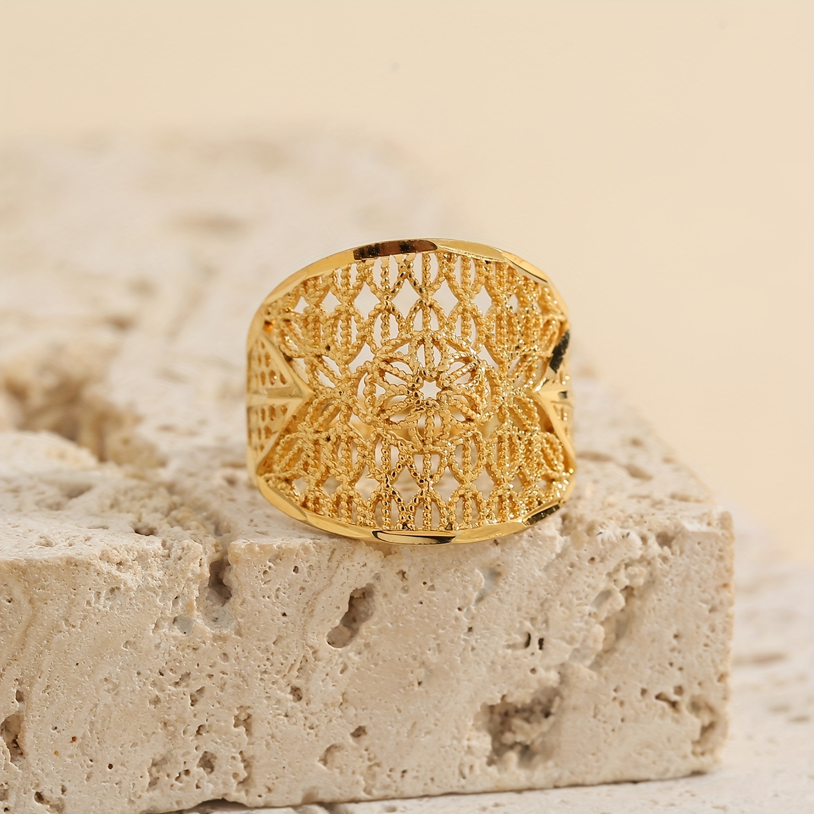 Wheat-Shaped 22K Golden-Plated Adjustable Copper Ring, Unisex